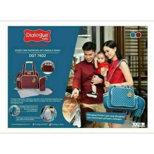 Dialogue Tas Bayi Medium DBL SISI + TBS &amp; Perlak Emerald Series DGT7402