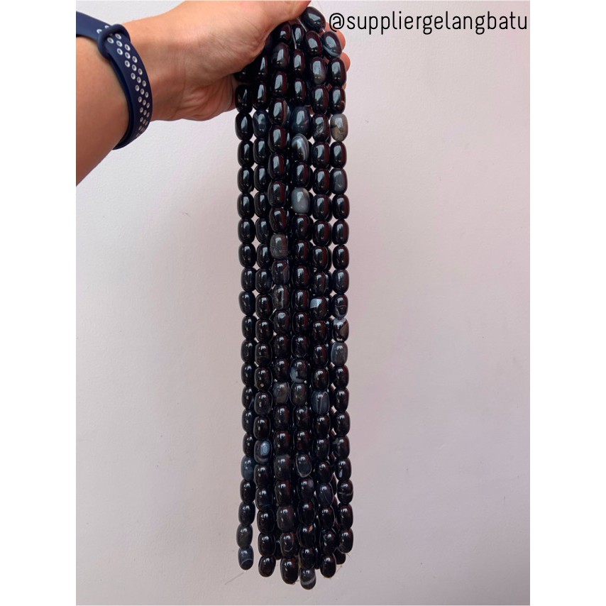 batu alam Penden tabung black onyx 2 x 1,5 cm akik obsidian hitam