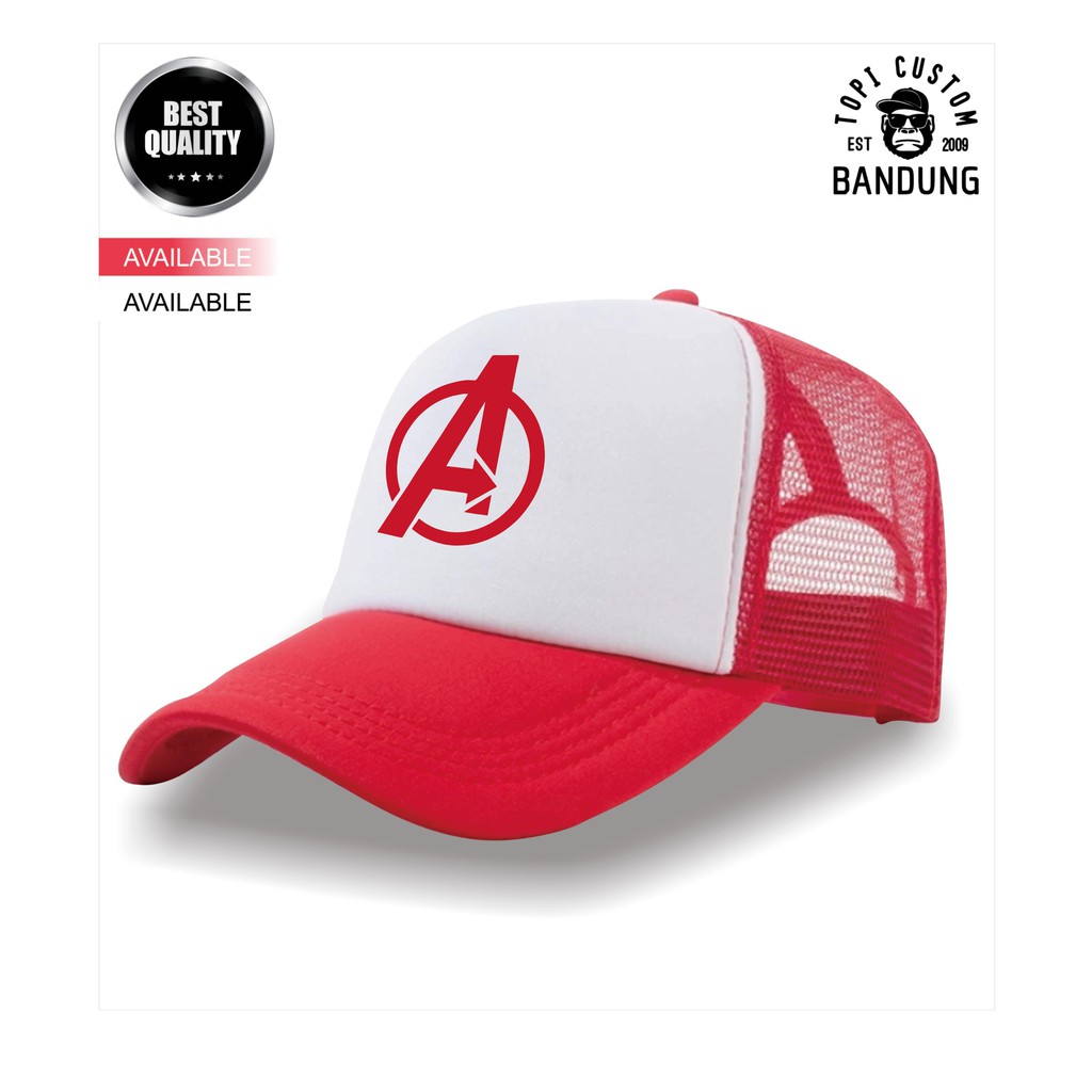 Topi Trucker AVENGERS Pria Wanita Topi Jaring Jala AVENGERS Trucker Cap Bisa Tulis Nama Bisa COD Gratis Masker Original High Premium Quality