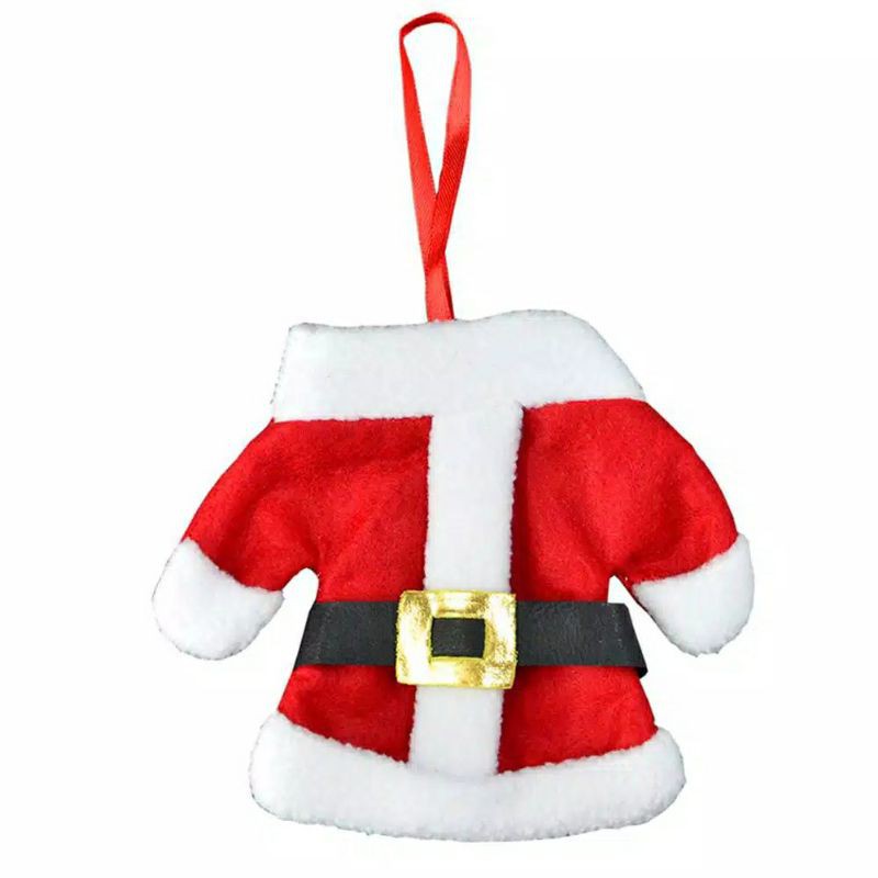 sarung tempat alat makan motif baju santa christmas cultery cover