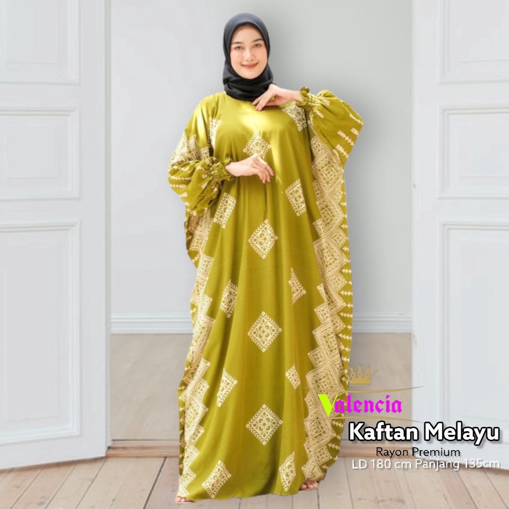 Melayu Kaftan Wanita Rayon Batik Premium Gamis Jumbo Kekinian Dress Bigsize LD 180 cm