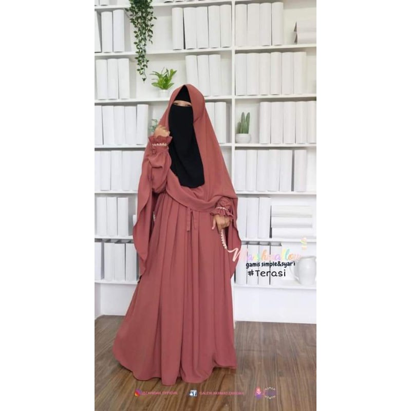 gamis zahidah masmellow dusty ungu PL size M  gamis only