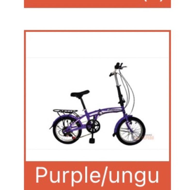 Khusus Gojek/Grab Instan Sepeda Lipat murah Evergreen 16 1 & 7 speed Termurah Original Taiwan single speed SNI-purple 7