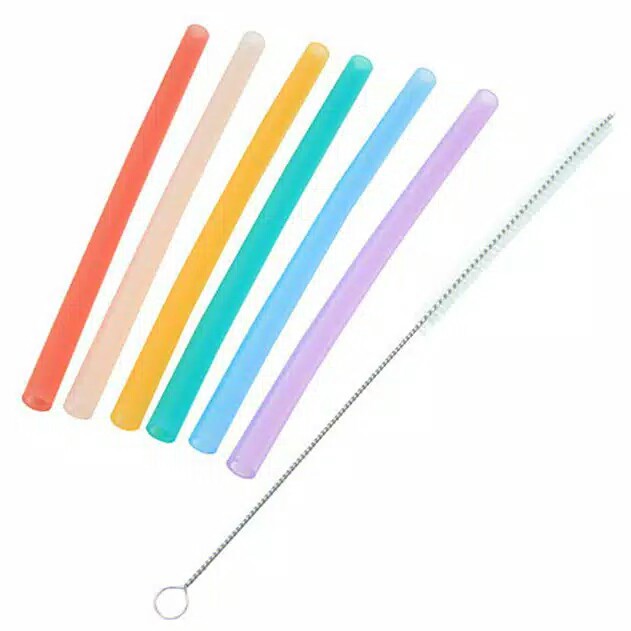 MARCUS&amp;MARCUS Silicone Straws &amp; Brush Set / Sedotan Anak / Sedotan Silikon