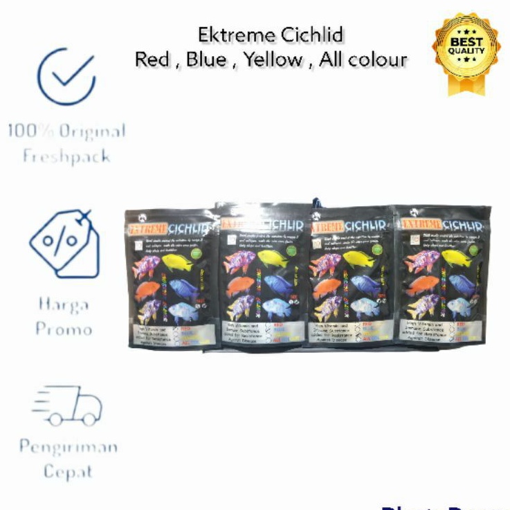 Pelet Extreme Cichlid Red Blue Yellow All Colour Pakan Ikan Tropical 50 gr