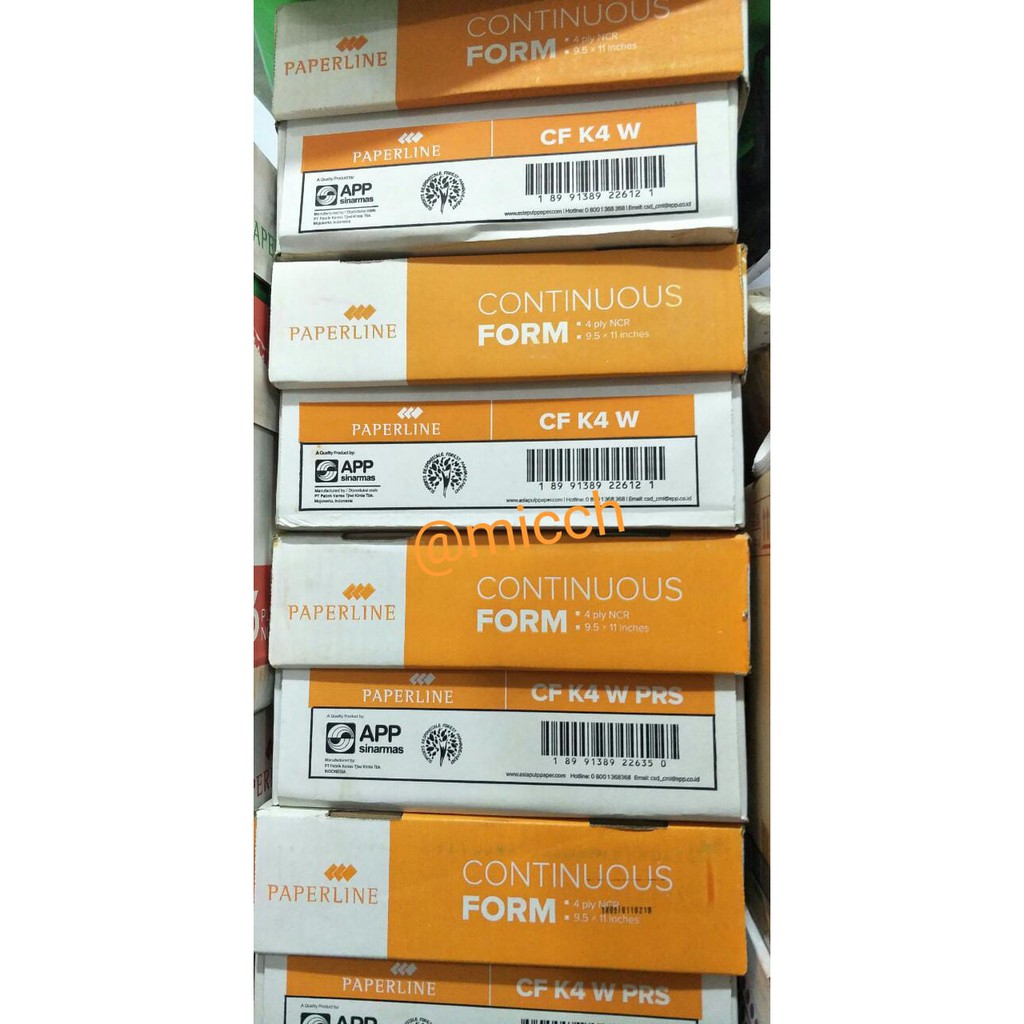 

PAPERLINE CONTINUOUS FORM UK. 9,5 X 11:2, 4 PLY PRS WARNA