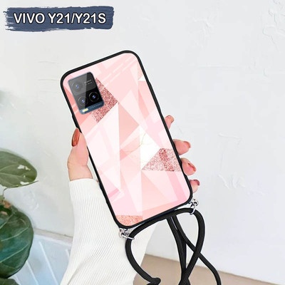 [A16] Softcase Glass Kaca Camera Protect +Tali Vivo Y21 2021 Y21S /Casing Handphone Vivo Y21 2021 Y2