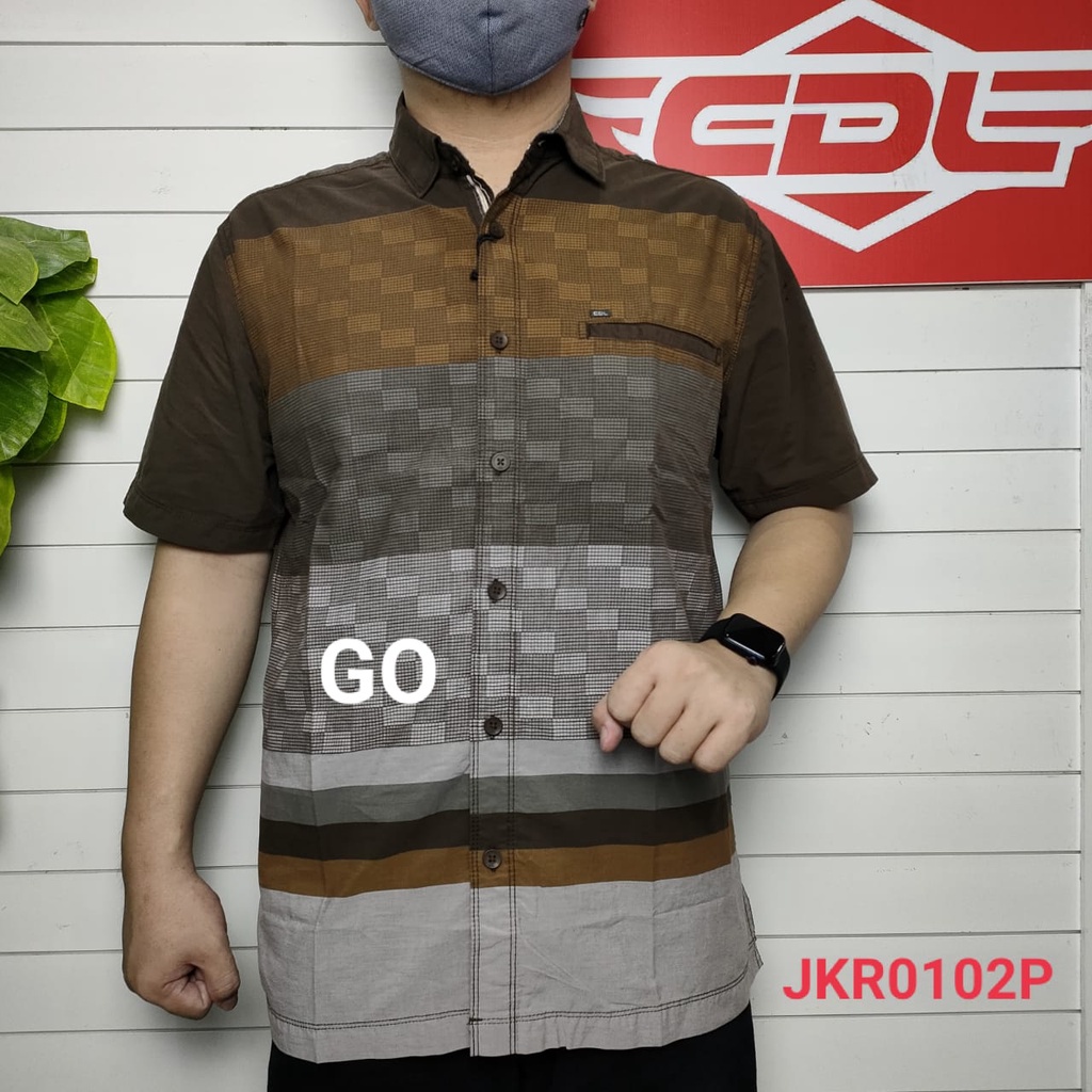 bego KDS CDL By (CARDINAL) KEMEJA Pakaian Pria Kemeja Hem Casual Regular Slimfit Lengan Pendek Motif