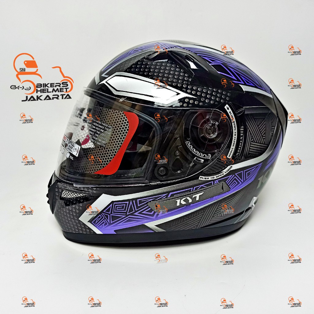 KYT HELM K2 RIDER BLACK PANTHER #2 BLACK PURPLE DOUBLE VISOR FULL FACE