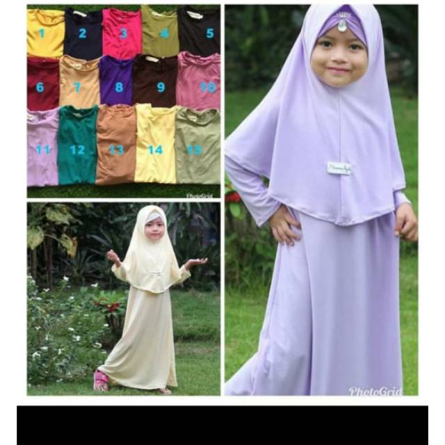 Gamis anak jersey polos fashion murah bagus good quality UKURAN M dan L