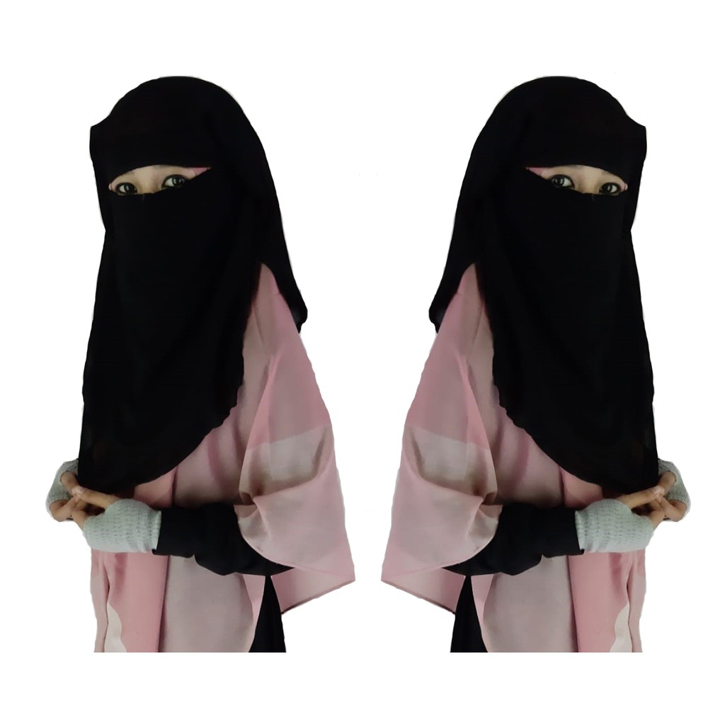 Cadar Saudi 2 Layer Niqab Dua Layer Siffon