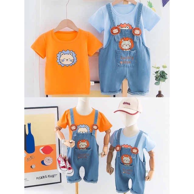 Promo !! Setelan anak laki-laki import / Setelan overal lucky lion chubby Ukuran 9bln-3thn / Setelan anak trendy