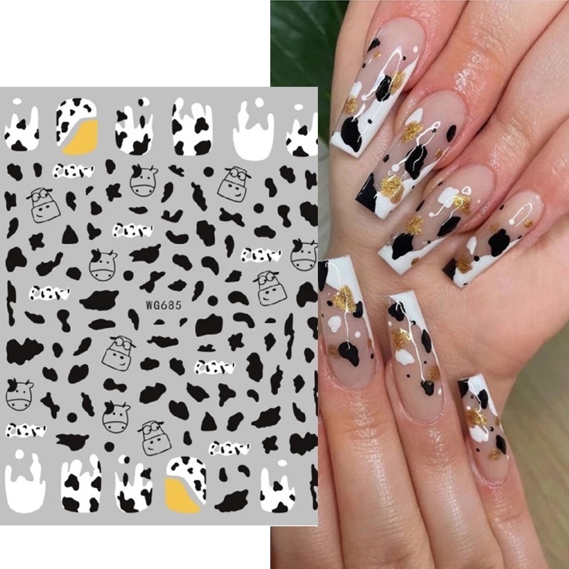 1 Sheet Pack 3D Leopard Geometric Line Animal Nail Art Stickers / Colorful Flower Tiger Lion Pattern Paper Nails Stickers / Water Transfer Nail Decal / Manicure Art Decorations / DIY Nail Makeup Tools