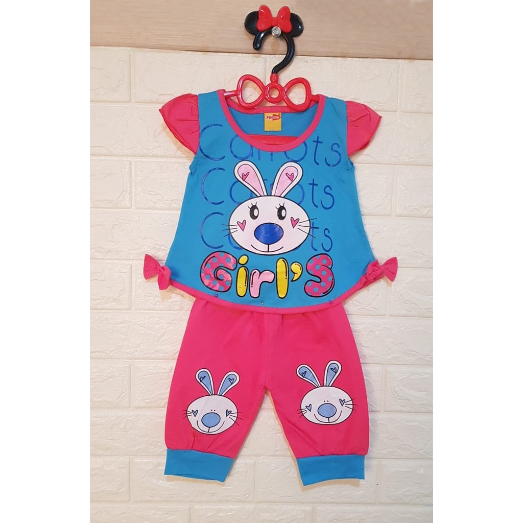 Set Celana Kelinci Love 438/Baju Setelan Anak Bayi 6-12bln/Setelan Bayi Murah/Pakaian Stelan Bayi