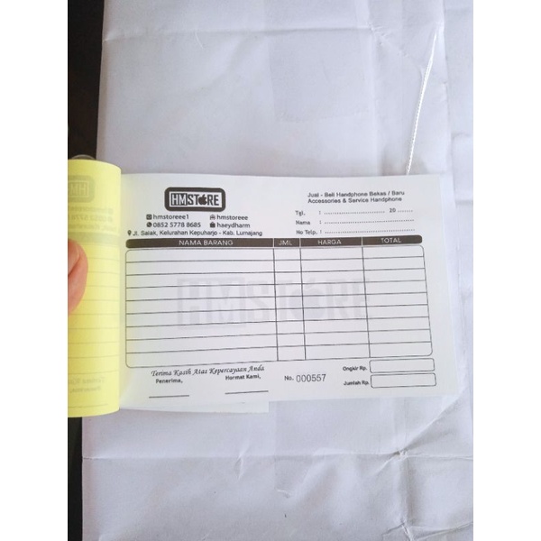

NOTA MURAH 2 RANGKAP KAFE OLSHOP TOKO