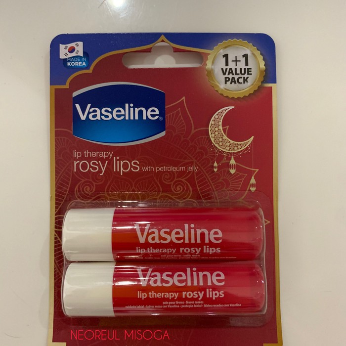 vaseline lip therapy rosy lips 1 + 1 value pack made in korea