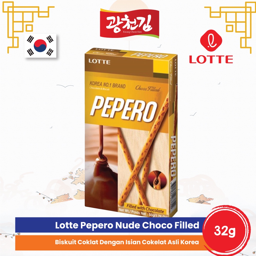 

KC. Lotte Pepero Nude Choco Filled 50 gr/Biskuit Stik Isi Cokelat