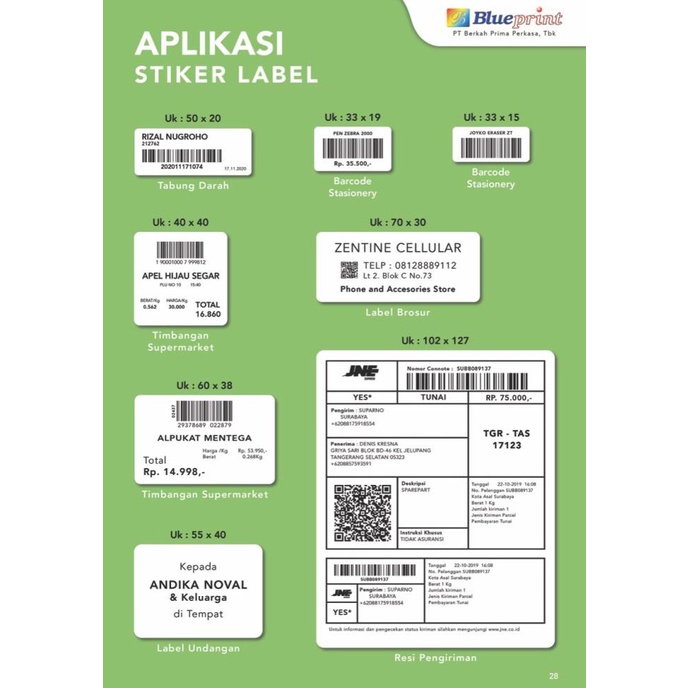 

Hadir Direct Thermal Sticker / Label Stiker Blueprint 70X30X1 Line Isi 400 Terbatas