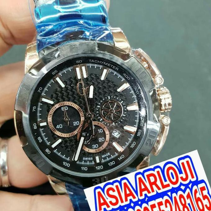 JAM TANGAN COWOK GUESS COLLETION GC HITAM ROSE SUPER PREMIUM AAA