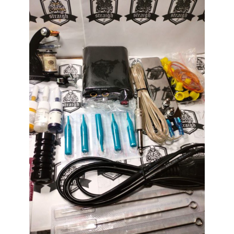 paket tatto 1 mesin coil dengan 6 tinta 5ml merk dragon tato kecantikan tatto tubuh