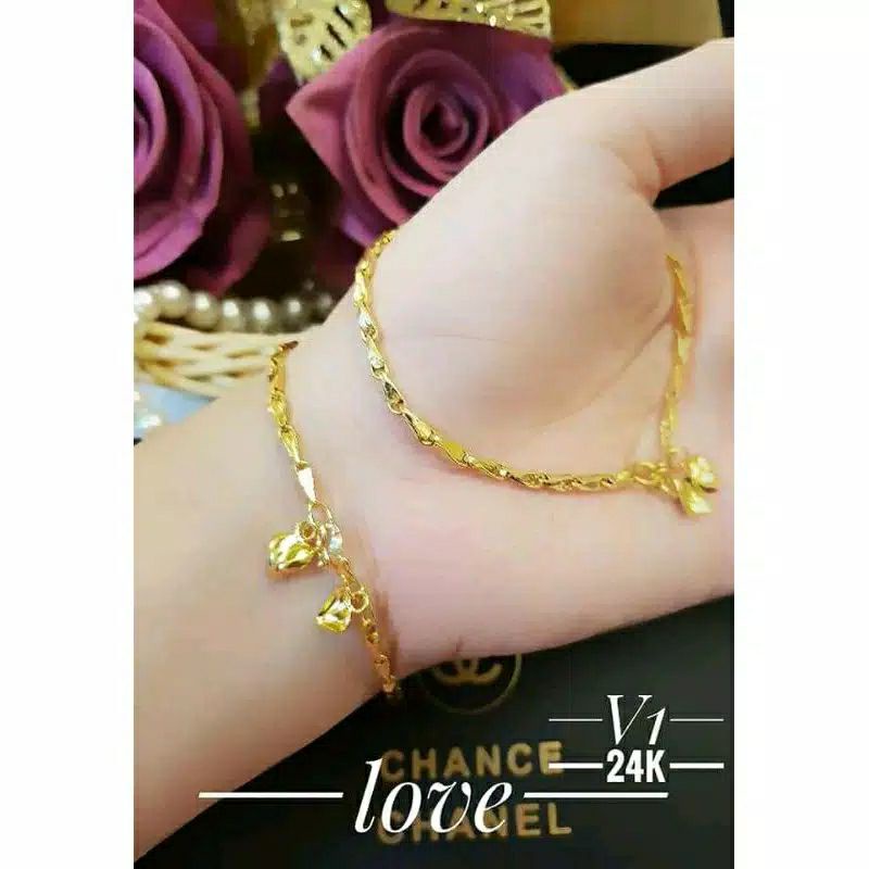 Gelang padi lapis emas 24k 1-2 suku