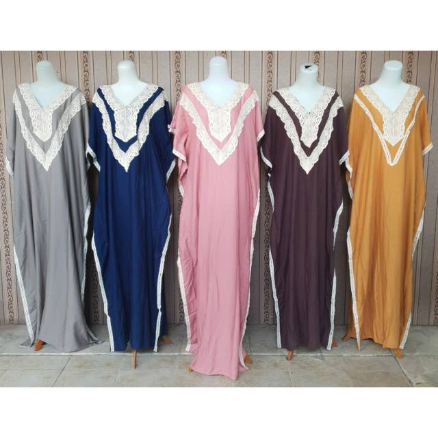 Daster Arab/ Daster Saudi/ Daster Kekinian/ Daster Renda Kelelawar/Long Dress Renda