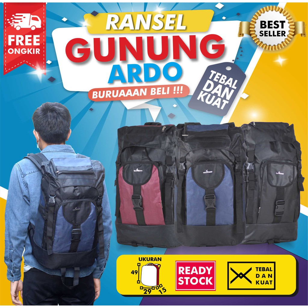 Promo Tas Gunung Ardo Pria Backpack Jumbo Cowok Travelling Muncak Hiking Mudik Keren Berkualitas