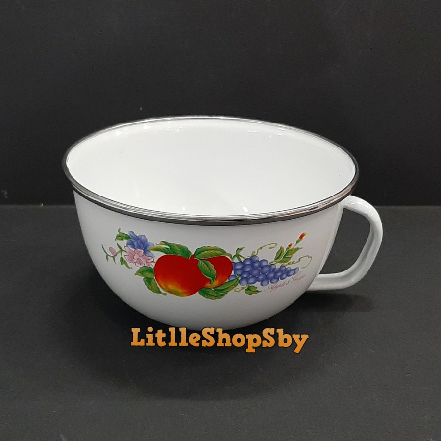 Soup Mug Enamel 14cm Motif Apel Anggur