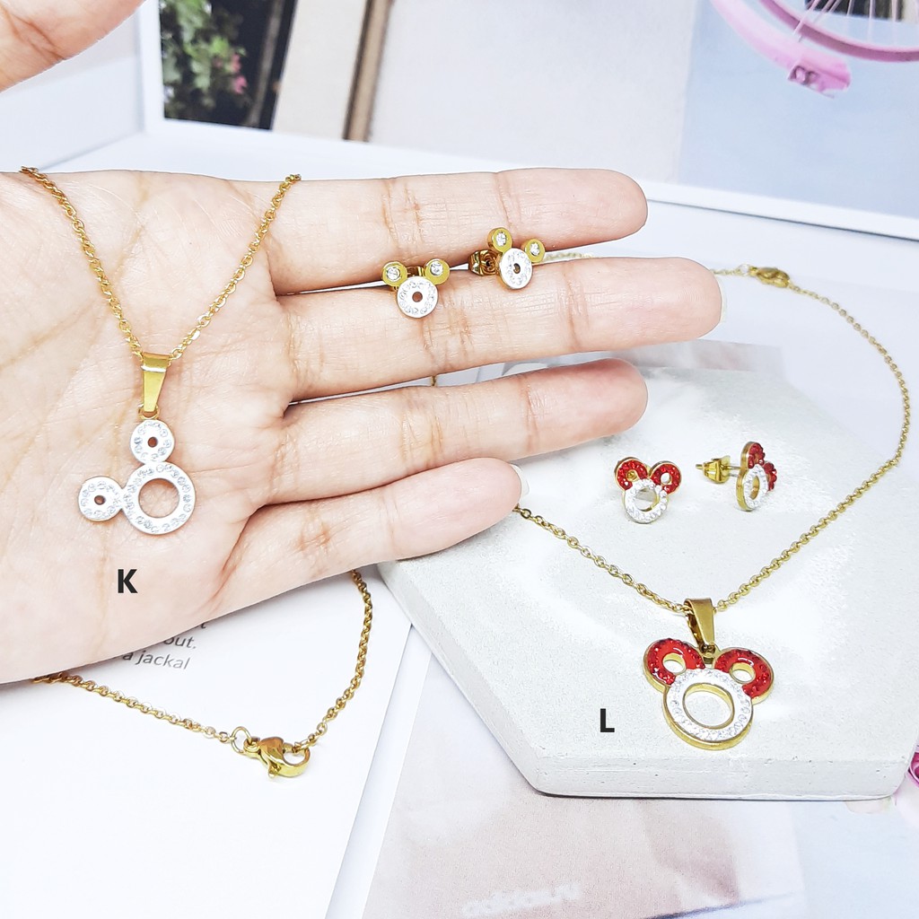 Titanium Anak Kalung Anting Set Kitty Kupu Capung Kuda - BS030