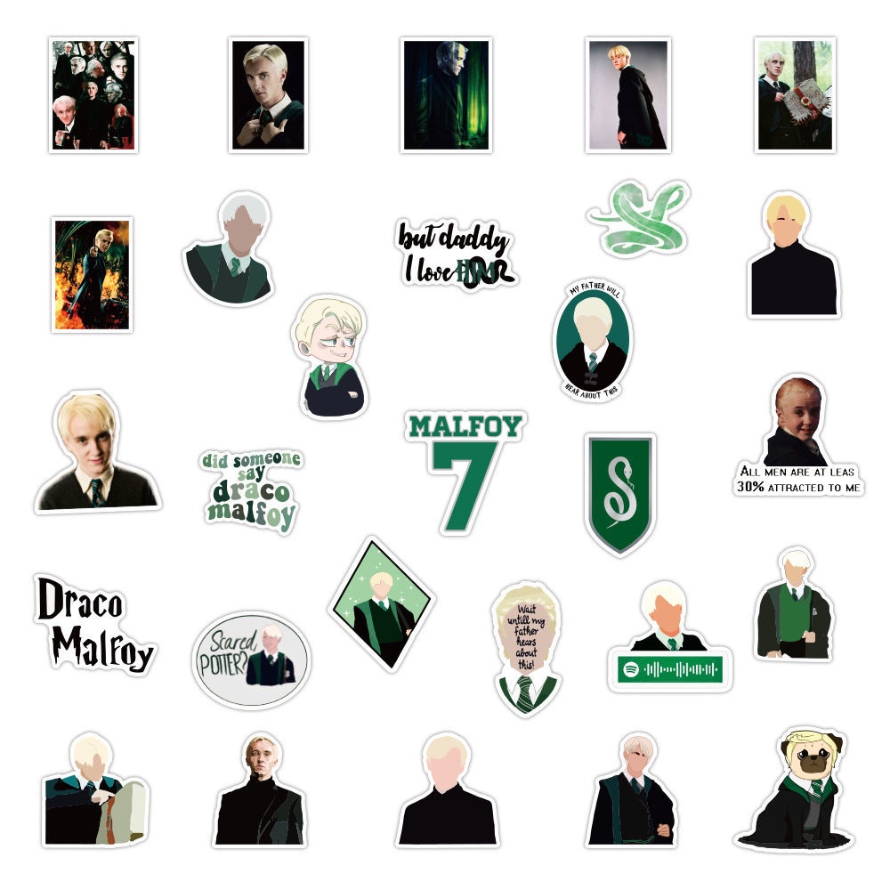 50 buah Draco Malfoy karakter grafiti stiker koper helm skateboard komputer khusus stiker koper stik