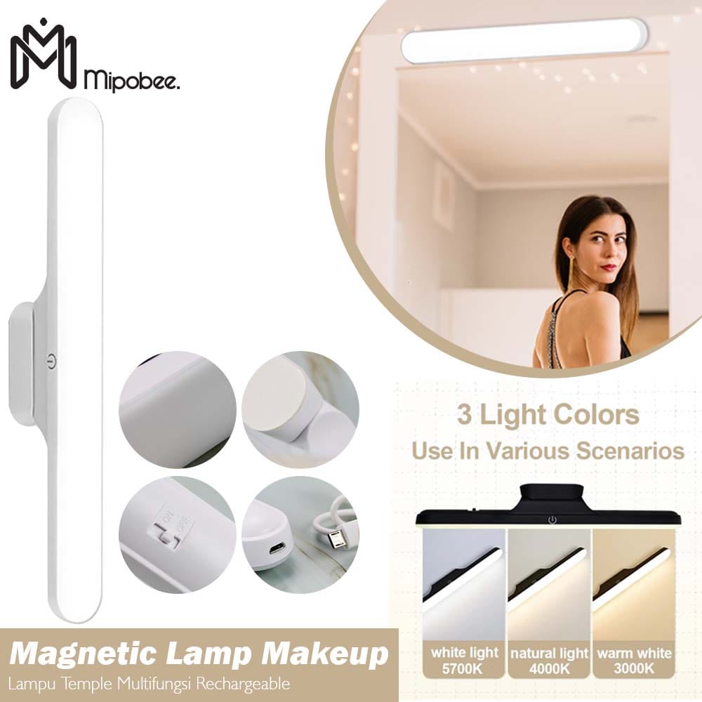 Mipobee Lampu Temple Magnetic Lamp Makeup Multifungsi Rechargeable