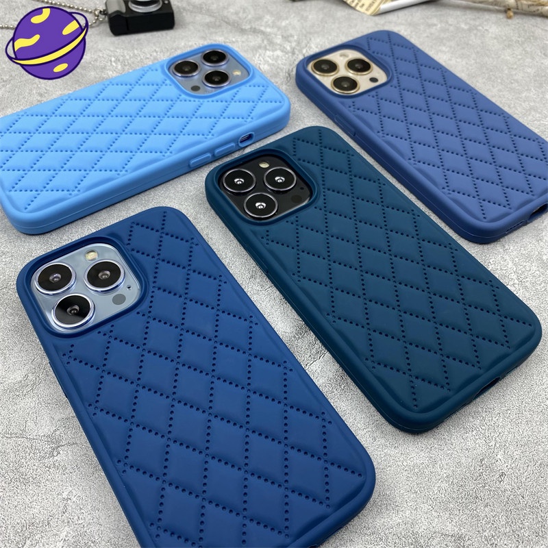 Soft Case Silikon Motif Kobalt Biru Untuk IPhone 13 12 11 Pro X XS MAX XR