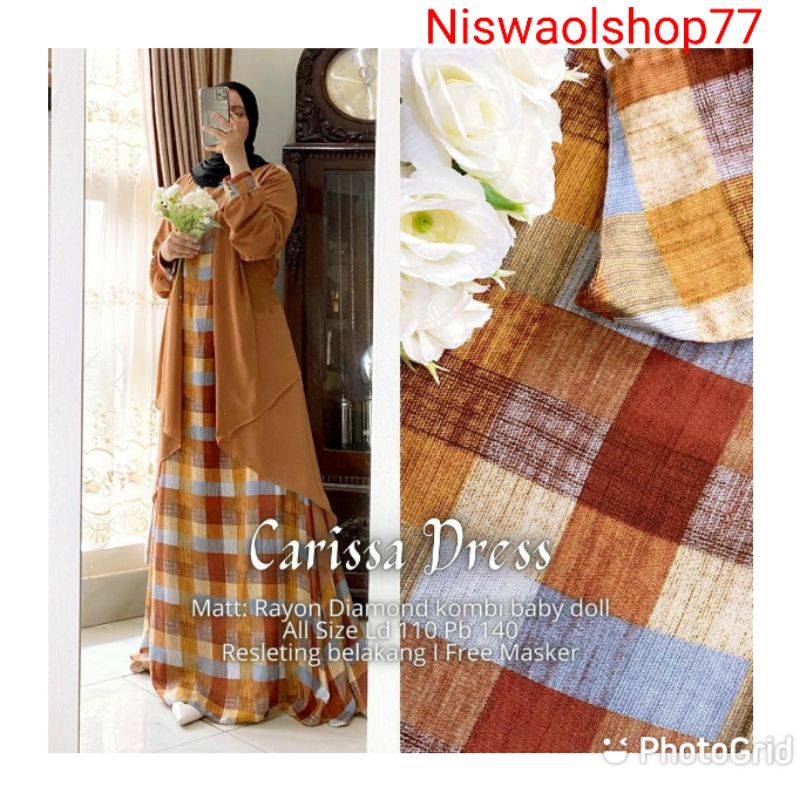 BISA [COD] [GRAB] New Carissa Dress Free Masker/Maxi Muslim/busana muslim/pesta/gamis/dress/fashion
