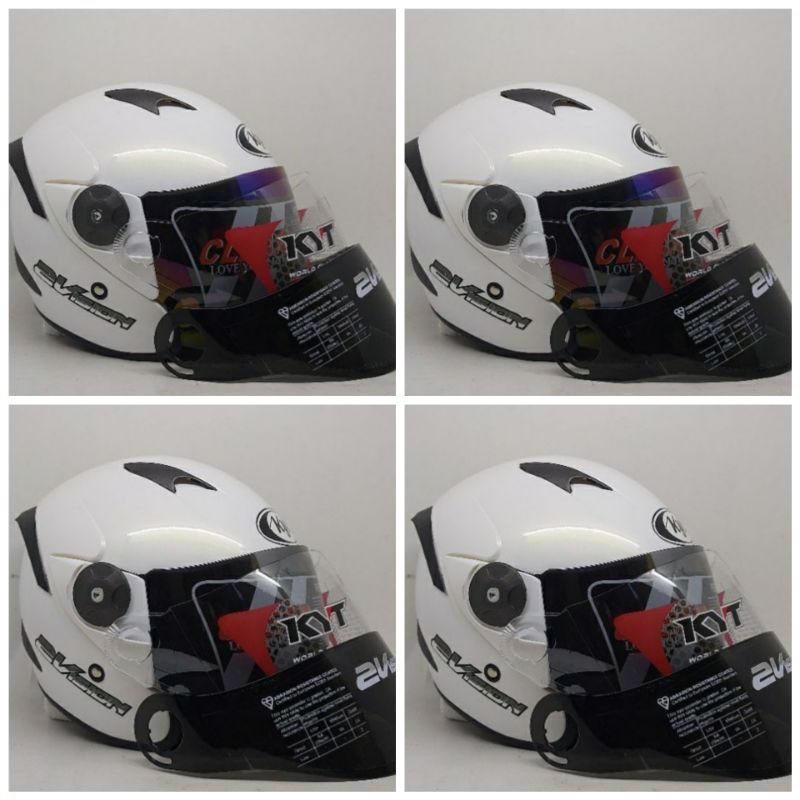 Helm kyt 2vision paket ganteng putih