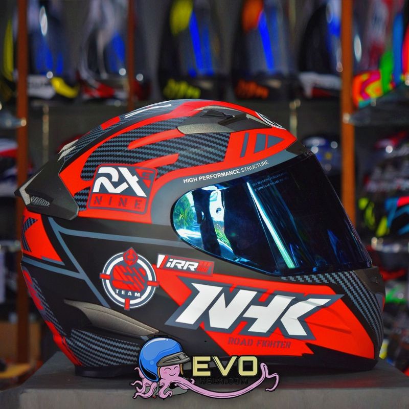 HELM NHK RX9 RACER RED DOFF PAKET GANTENG ORIGINAL - HELM NHK RX9 VISOR IRIDIUM RACER BLACK DOFF/RED