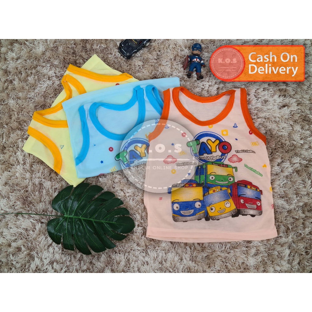 kaos dalam singlet anak laki laki motif tayo size l dan xl