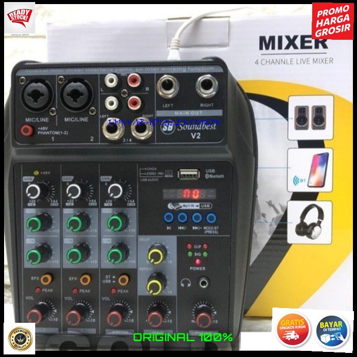 G559 ORIGINAL MIXER KARAOKE SOUNDBEST BLUETOOTH MIXING 4 CHANNEL USB BLUETOTH BLUETUT BLUTUT RECORDING PODCAST LIVE MUSIC MUSIK AUDIO SOUND SUARA ARTIS HEADSET HEADPHONE PREMIUM AUX EQ DC PRO PROFESIONAL DJ HIFI  BELI INI GK AKAN KECEWA BAGI YG SUKA NYANY