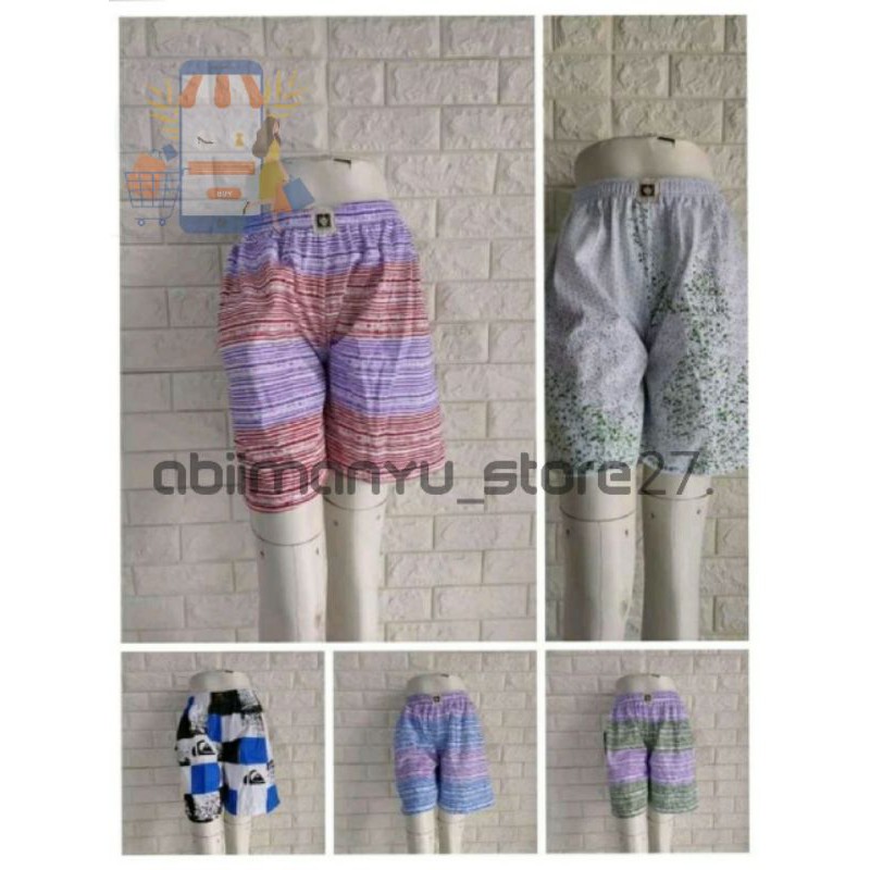 (COD Celana Super Jumbo Unisex) Celana Pendek Motif Salur Pria Wanita Katok Kolor Pendek.
