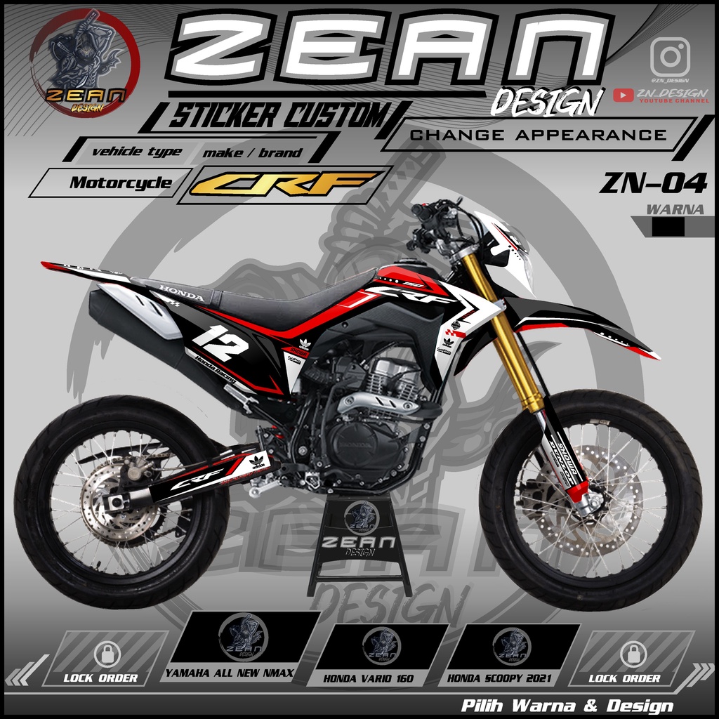 Decal Sticker Motor Cross CRF 150L Fullbody - Dekal Stiker CRF 150 L Motif Custom Supermoto Terbaru 
