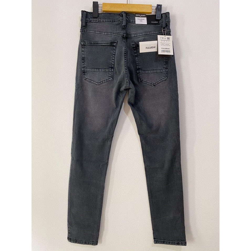 CELANA JEANS PRIA PULL&BEAR GREY WASH WHISKER SKINNY