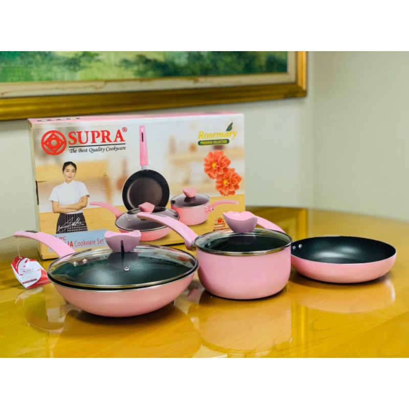 (Expedisi) Supra 5pcs DAHLIA Cookware Set. Alumunium Non Stick