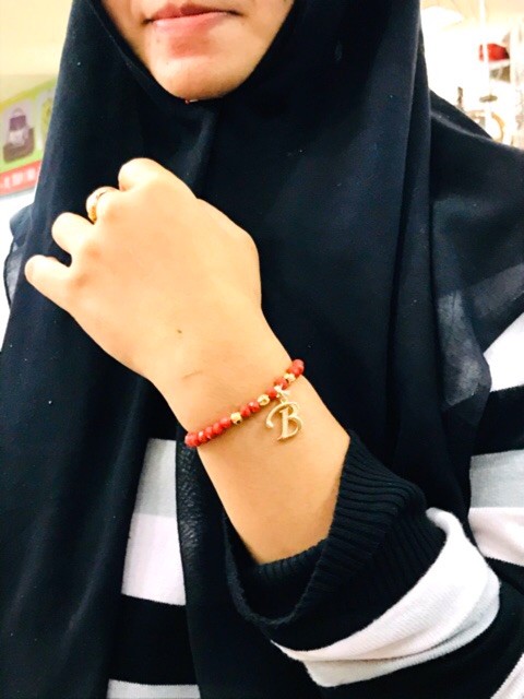 Gelang kristal gelang wanita gelang alphabet gelang inisial gelang huruf gelang inisial lapis emas