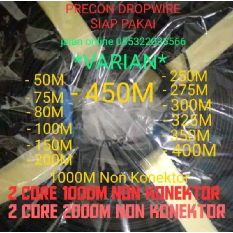 dropcore 1 core kabel ftth fiber optik 500M siap pakai