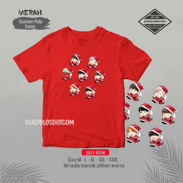 KAOS BTS NATAL CHRISTMAS CHIBI KUMPUL - kaos natal keluarga COUPLE - Tshirt NATAL COUPLE keluarga FR