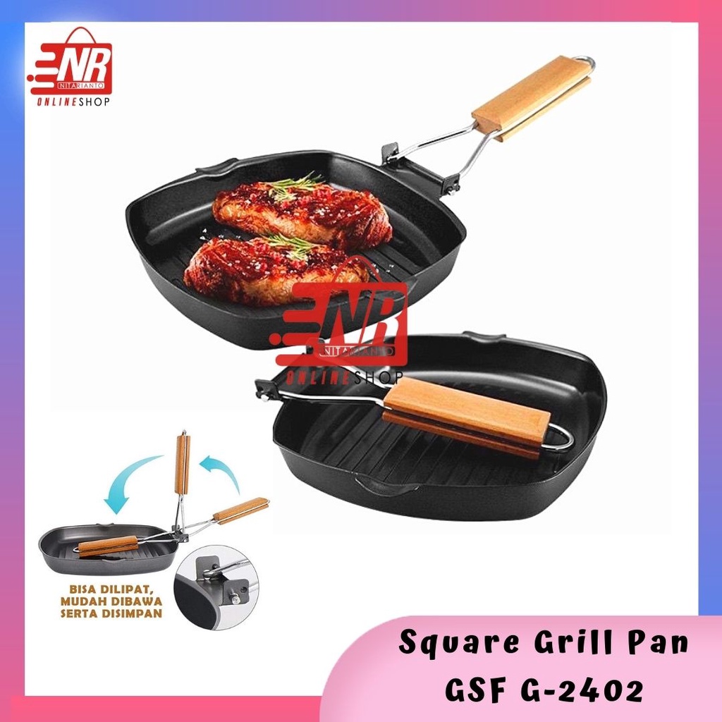 Square Grill Pan GSF 24cm G 2402 / Panggangan Serbaguna / Panggangan Daging / Panggangan Roti Bakar