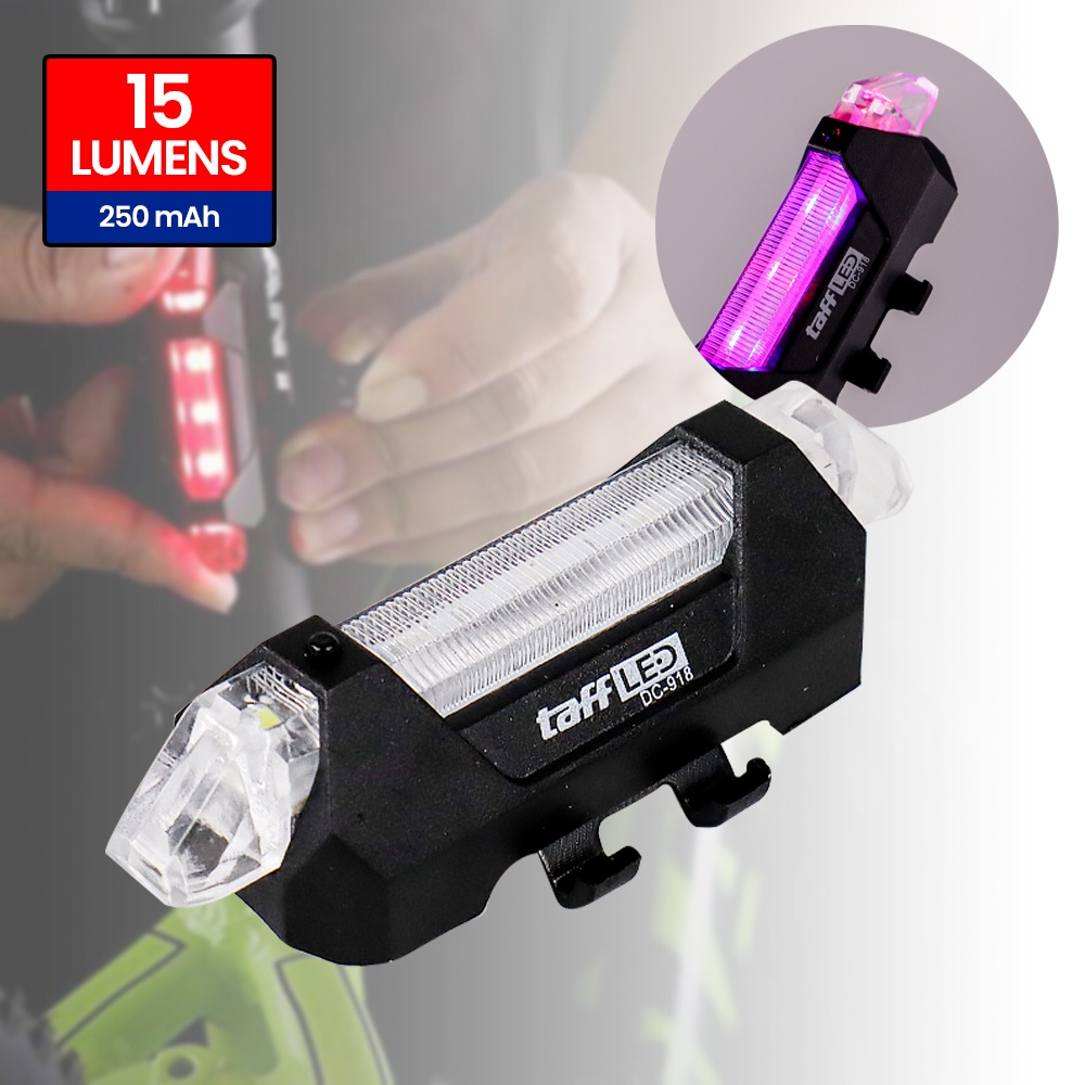 ROBESBON Lampu Belakang Sepeda USB Rechargeable Rear Tail Bike Portable Light Lamp - DC-918 - Red/Bl