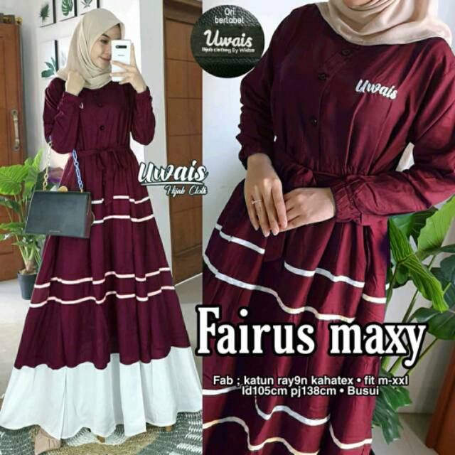 FAIRUS MAXY bordir uwais gamis katun rayon busui