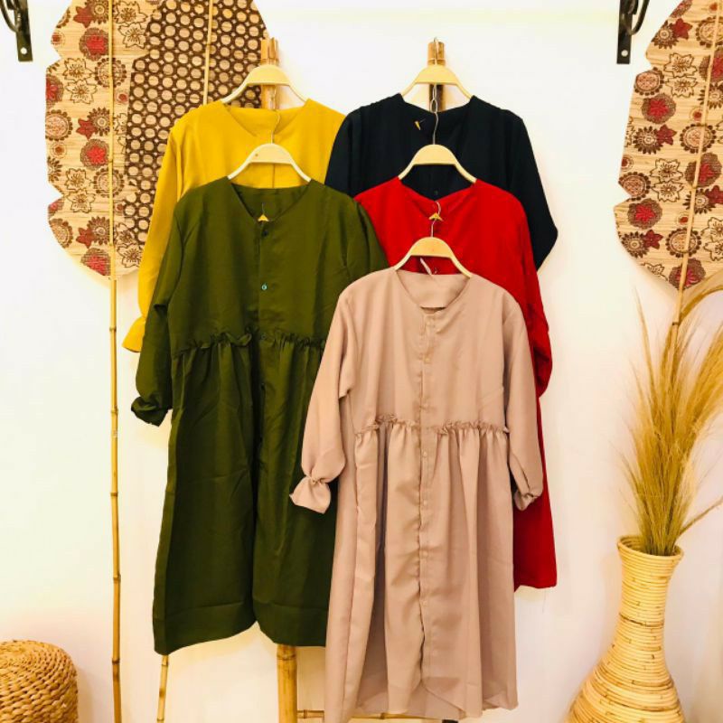 BTC_SOLO01 || CLAISA TUNIK || TUNIK POLOS MOSCREPE REMPEL PINGGANG || TUNIK POLOS BUSUI WANITA