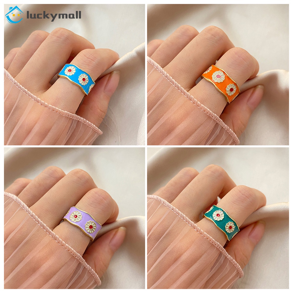 Korean Rings Daisy Inlaid Ring Jewelry Accessories Fashion Open Finger Ring Alloy Women Accessories   Party Beautiful