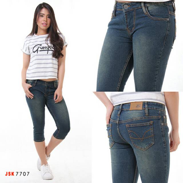 Celana Pendek Jeans Jumbo Model Skinny Jeans Wanita 7/8 Pensil Big Size Pensil Cewek Modis Trendy